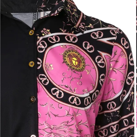 New XL (size 12) Scarf Print Colorblock Long Sleeve Button-up Top NWOT - Picture 2 of 10